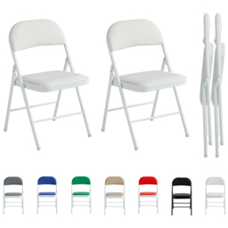 Set of 2 White Padded Folding Metal Dining Chairs - MCC - Wilko - thumbnail 3