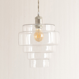 ValueLights Lane 5 Tier Clear Glass Shade Brushed Chrome Single LED Ceiling Pendant Light - Size: 135.5 x 23.5 x 23.5cm - Silver - Wilko - thumbnail 4