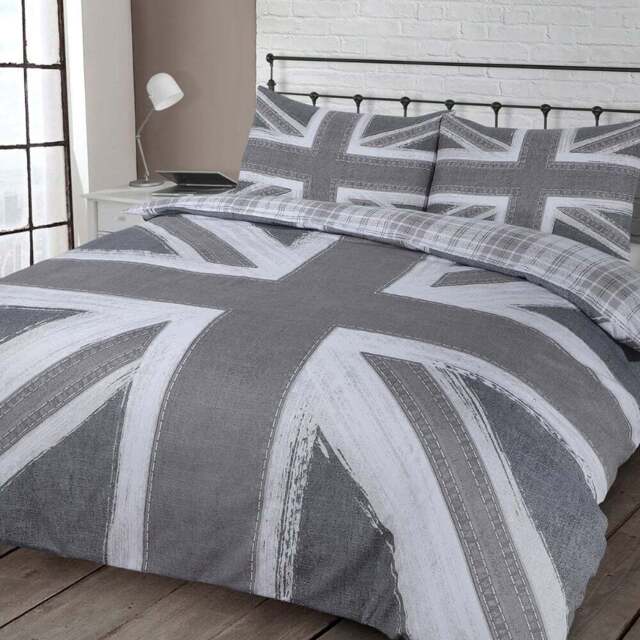 Velosso EasyCare Single Grey Union Jack Reversible Duvet Set - Serene - Wilko - image 1