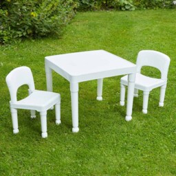 Liberty House Toys Kids White Plastic Table and 2 Chairs Set - Size: 43 x 51 x 51cm - Wilko - thumbnail 4