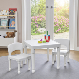 Liberty House Toys Kids White Plastic Table and 2 Chairs Set - Size: 43 x 51 x 51cm - Wilko - thumbnail 6