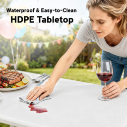 Outsunny 6 Seater White Foldable Picnic Table and Bench Set with Handles - Size: 74 x 180 x 74cm - Wilko - thumbnail 7