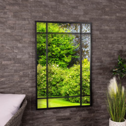 Charles Bentley Helsinki Black Rectangular Outdoor Wall Mirror 120 x 80cm - Size: 3 x 120 x 80cm - Wilko - thumbnail 3