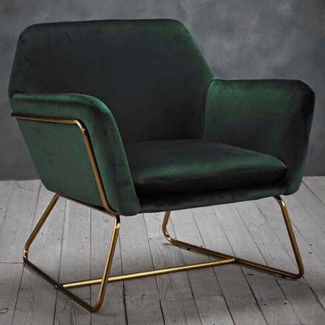 Charles Green and Gold Velvet Armchair - Size: Single - LPD Home - Wilko - image 1