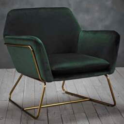 Charles Green and Gold Velvet Armchair - Size: Single - LPD Home - Wilko