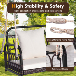 Costway 2 Seater White Garden Swing Chair - Wilko - thumbnail 5