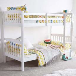 Portland White Wooden Bunk Bed with 2 Mattress - Size: Single - Wilko - thumbnail 1