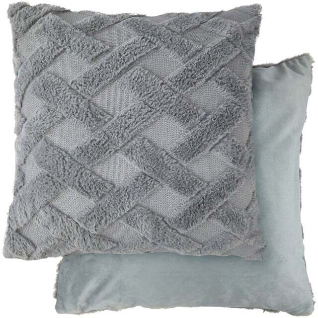 Serene Newton Cross Hatch Silver Soft Touch Cushion Cover - Size: 43 x 43cm - Wilko - image 1