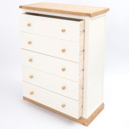 Cabinet Bits Trevi 5 Drawer White Wood Knob Chest of Drawers - Wilko - thumbnail 6