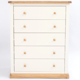 Cabinet Bits Trevi 5 Drawer White Wood Knob Chest of Drawers - Wilko - thumbnail 3