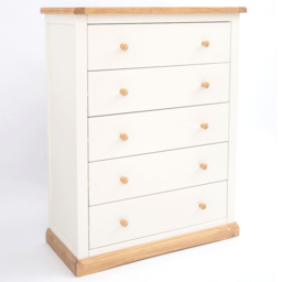 Cabinet Bits Trevi 5 Drawer White Wood Knob Chest of Drawers - Wilko - thumbnail 4