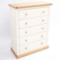 Cabinet Bits Trevi 5 Drawer White Wood Knob Chest of Drawers - Wilko - thumbnail 5