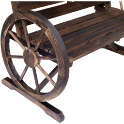 Outsunny 2 Seater Brown Wooden Bench with Wagon Wheel - Wilko - thumbnail 4