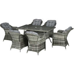 Outsunny 6 Seater Grey PE Rattan Garden Dining Set - Wilko - thumbnail 3
