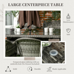 Outsunny 6 Seater Grey PE Rattan Garden Dining Set - Wilko - thumbnail 6