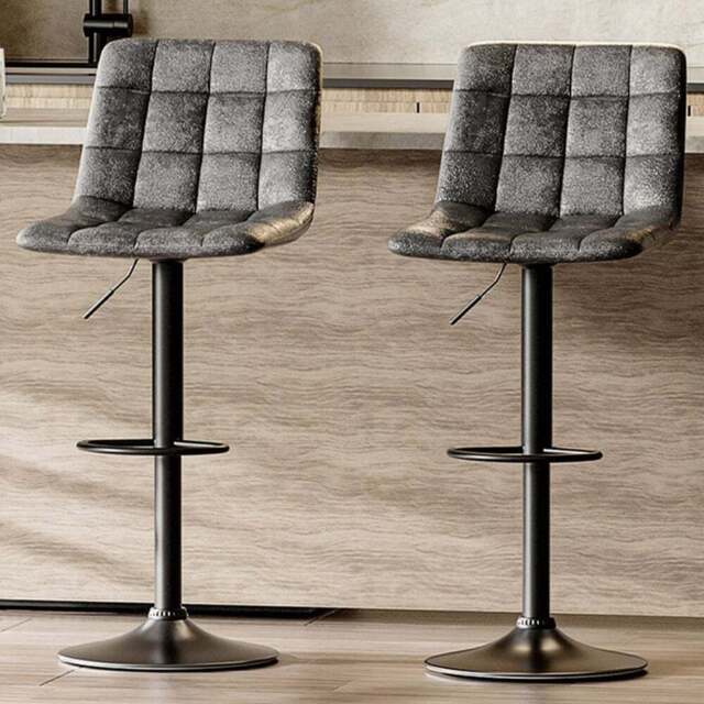 Living and Home Grey Adjustable Bar Stool Set of 2 - Black - Wilko - image 1