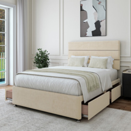Bedmaster Small Double Cream Naples Velvet 4 Drawers Divan Base - Wilko - thumbnail 4