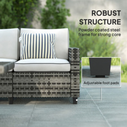 Outsunny 5 Seater Light Grey Wicker Outdoor Furniture Set - Wilko - thumbnail 7