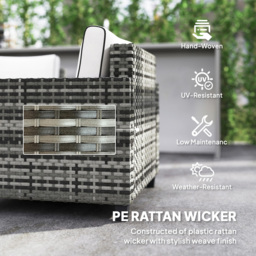 Outsunny 5 Seater Light Grey Wicker Outdoor Furniture Set - Wilko - thumbnail 6