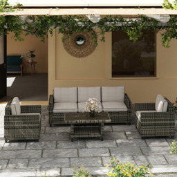 Outsunny 5 Seater Light Grey Wicker Outdoor Furniture Set - Wilko - thumbnail 4