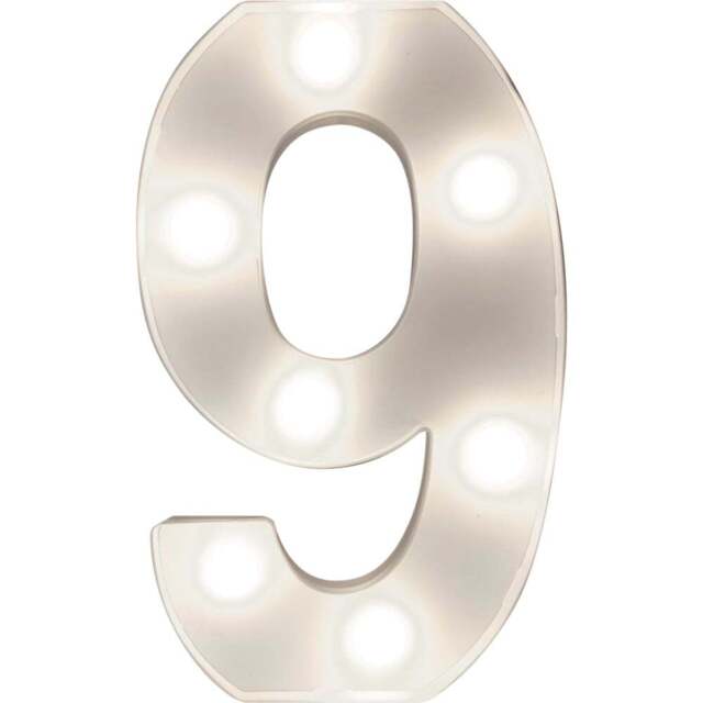 St Helens Battery Operated 3D LED Number 9 Light - Size: 21.8 x 4.3 x 16.5cm - White - Wilko - image 1