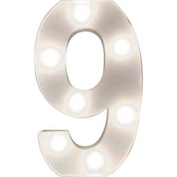 St Helens Battery Operated 3D LED Number 9 Light - Size: 21.8 x 4.3 x 16.5cm - White - Wilko