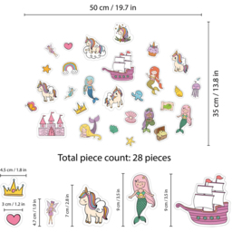 Walplus Magical Unicorns and Mermaids Double Sided Reusable Gel Window Sticker 28 Piece - Size: 0.3 x 35 x 50cm - Red - Wilko - thumbnail 7