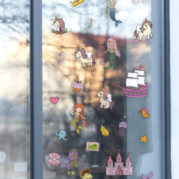 Walplus Magical Unicorns and Mermaids Double Sided Reusable Gel Window Sticker 28 Piece - Size: 0.3 x 35 x 50cm - Red - Wilko - thumbnail 4