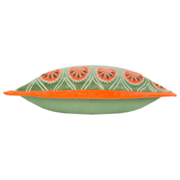 Paoletti Casa Peridot and Orange Embroidered Cushion - Size: 60 x 30cm - Multi - Wilko - thumbnail 4