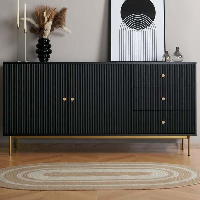 Devon 2 Door 3 Drawer Black Sideboard - Home Garden Direct - Wilko - image 1