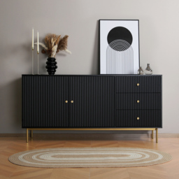 Devon 2 Door 3 Drawer Black Sideboard - Home Garden Direct - Wilko - thumbnail 4