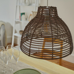 ValueLights Lobster Brown Pot Basket Weave Pendant Shade - Size: 23 x 31 x 31cm - Wilko - thumbnail 6