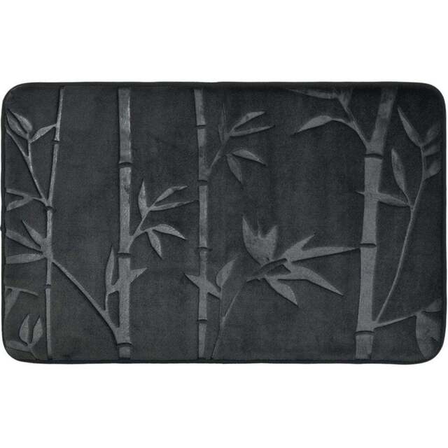 Bamboo Embossed Memory Foam Bath Mat Black - Wilko - image 1