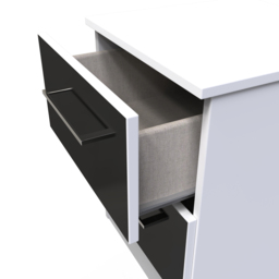 Crowndale Worcester 2 Drawer Matt Black and White Compact Bedside Cabinet Ready Assembled - Black Matt & White - Wilko - thumbnail 6