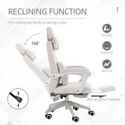 Portland White Height Adjustable Recliner Home Office Chair with Lumbar Support - Size: 127 x 68 x 62cm - Wilko - thumbnail 7