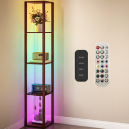 HOMCOM 4 Shelf Brown RGB LED Floor Lamp with Remote - Size: 15 x 34 x 50cm - Wilko - thumbnail 3
