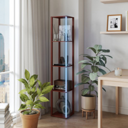 HOMCOM 4 Shelf Brown RGB LED Floor Lamp with Remote - Size: 15 x 34 x 50cm - Wilko - thumbnail 5