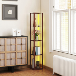 HOMCOM 4 Shelf Brown RGB LED Floor Lamp with Remote - Size: 15 x 34 x 50cm - Wilko - thumbnail 7