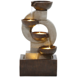 Charles Bentley Nile 4 Tier Stone and Bronze Cascading Water Feature with LEDs - Size: 59.5 x 25 x 31cm - Wilko - thumbnail 1