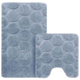 Velosso Cobla Blue Bath Mat Set - Size: 50 x 80 x 1cm - Wilko