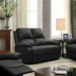 Brooklyn 6 Seater Dark Grey Luxury Fabric Manual Recliner Sofa Set - Wilko - thumbnail 4