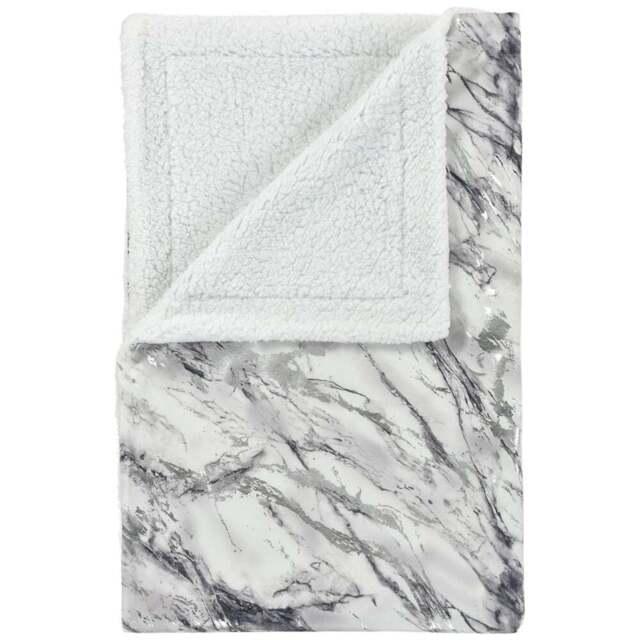 Velosso Grey Marble Sherpa Throw 150 x 200cm - Size: 150 x 200 x 1cm - Wilko - image 1