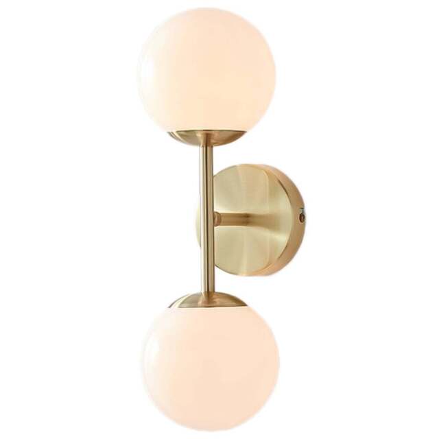 Furniturebox Alicia Opal Glass Globe Brass Wall Light - Size: 15 x 12 x 37cm - Gold - Wilko - image 1
