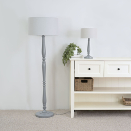 ValueLights Victoria Grey Fabric Drum Shade Grey Wood Traditional Stem LED Table Lamp - Size: 45.5 x 25.5 x 25.5cm - Wilko - thumbnail 6