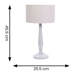 ValueLights Victoria Grey Fabric Drum Shade Grey Wood Traditional Stem LED Table Lamp - Size: 45.5 x 25.5 x 25.5cm - Wilko - thumbnail 7