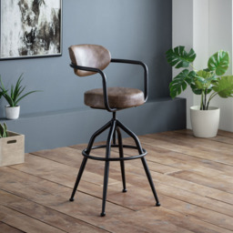 Julian Bowen Barbican Brown Bar Stool - Size: Single - Black - Wilko - thumbnail 7