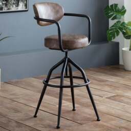 Julian Bowen Barbican Brown Bar Stool - Size: Single - Black - Wilko