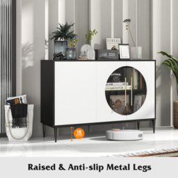 Costway 3 Door Black and White Sideboard - Size: 139 x 52 x 17cm - Multi - Wilko - thumbnail 5