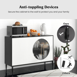 Costway 3 Door Black and White Sideboard - Size: 139 x 52 x 17cm - Multi - Wilko - thumbnail 6