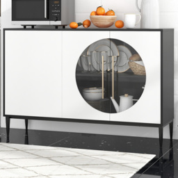 Costway 3 Door Black and White Sideboard - Size: 139 x 52 x 17cm - Multi - Wilko